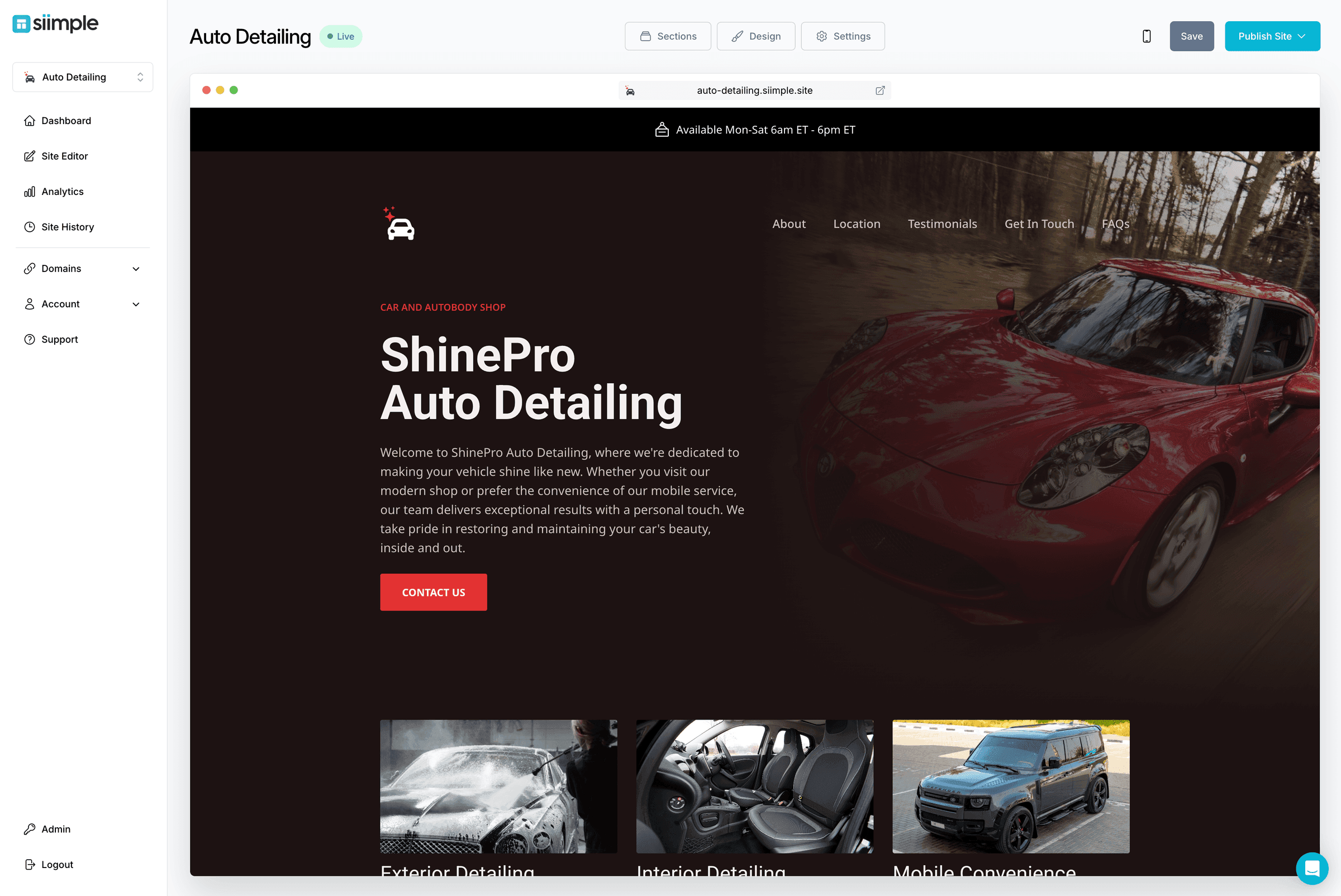 Create a Simple Auto Detailing Website