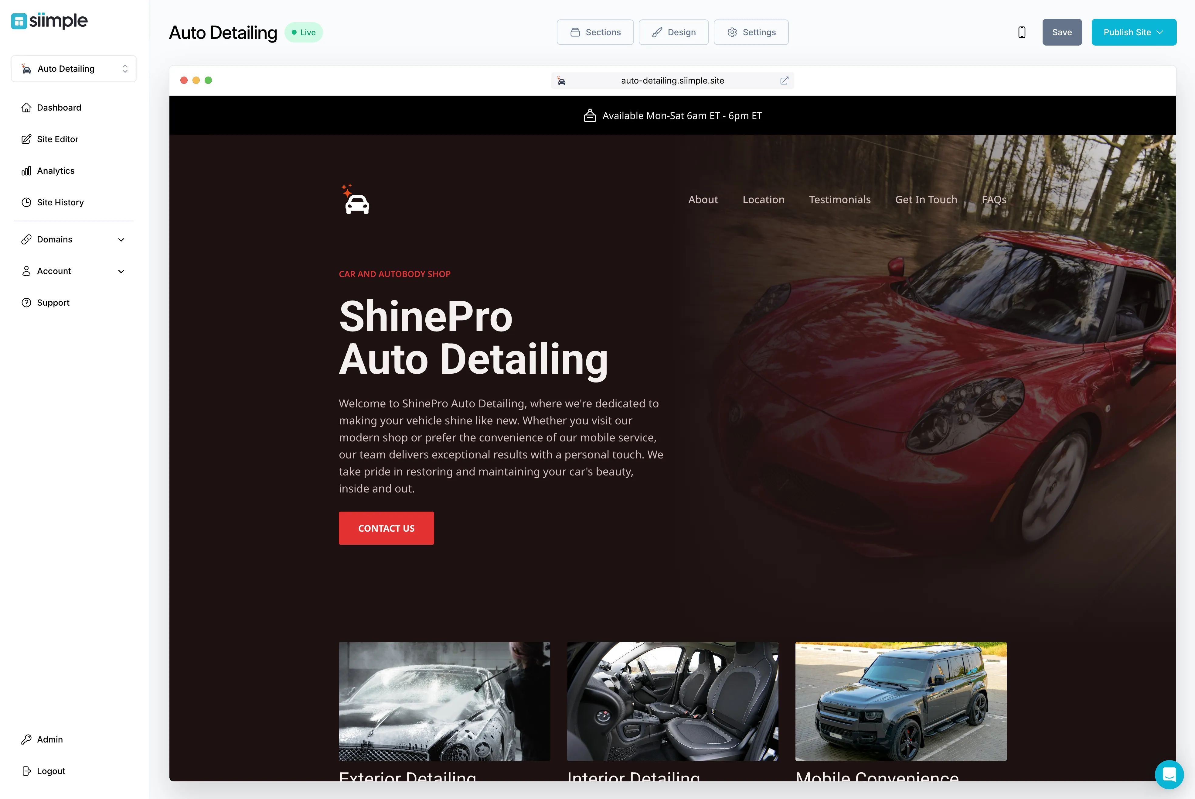 Create a Simple Auto Detailing Website