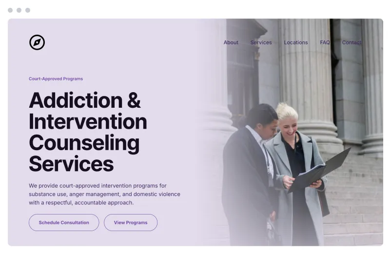 Template of a Addiction Counseling website built with Siimple.