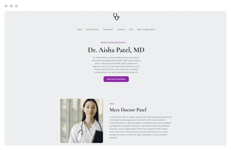 Template of a Doctor website built with Siimple.