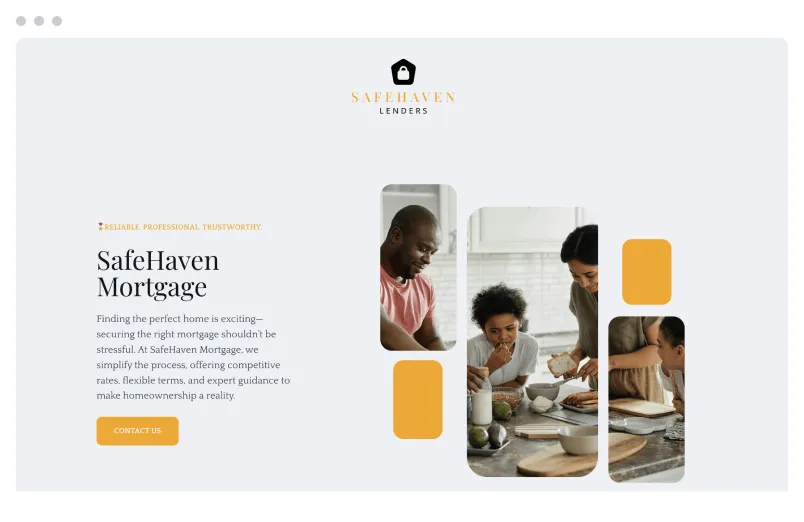 Template of a Mortgage website built with Siimple.