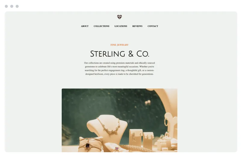 Template of a Jewelry website built with Siimple.