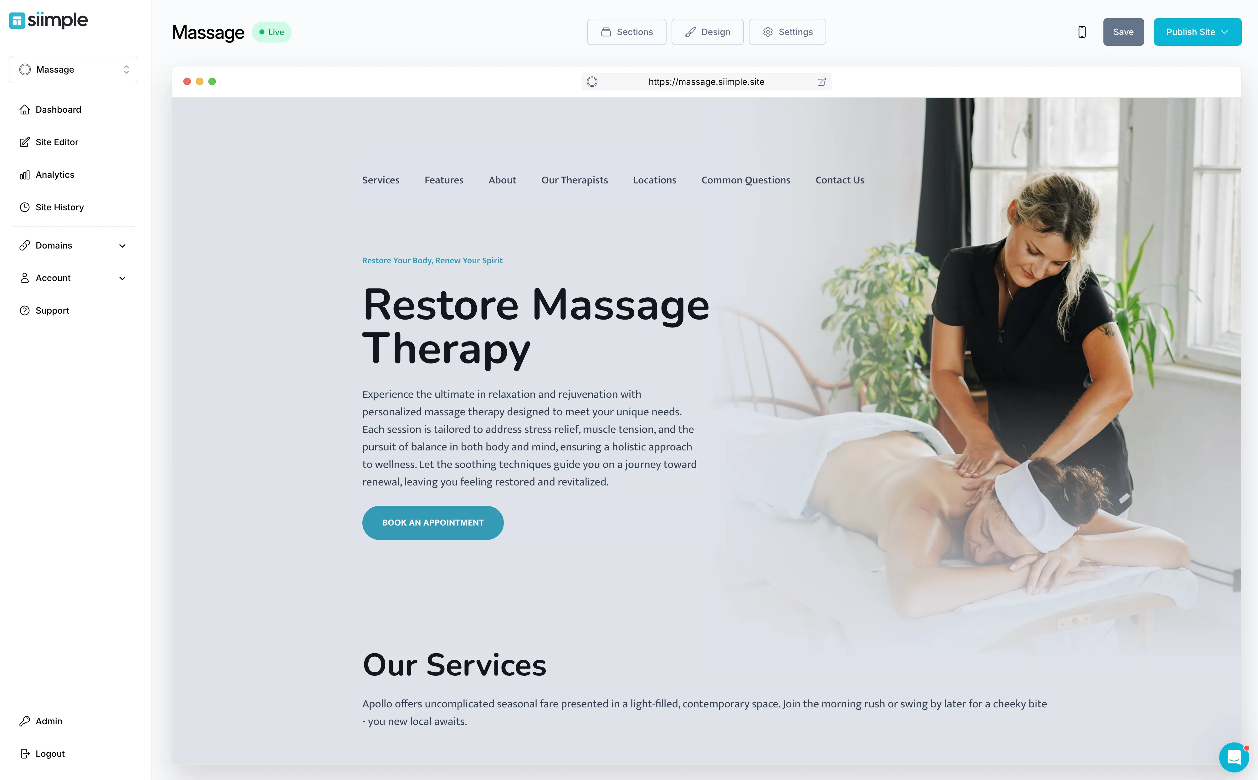Create a Simple Massage Therapist Website