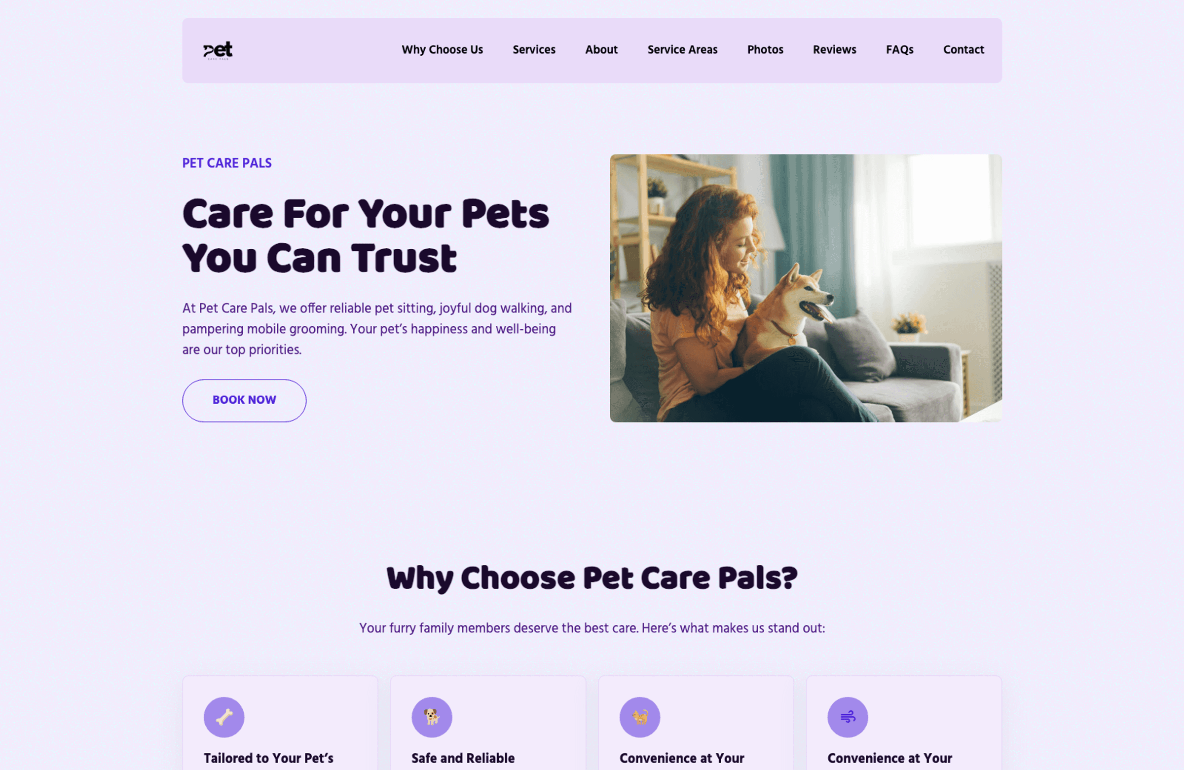 Stand out with a simple pet care website