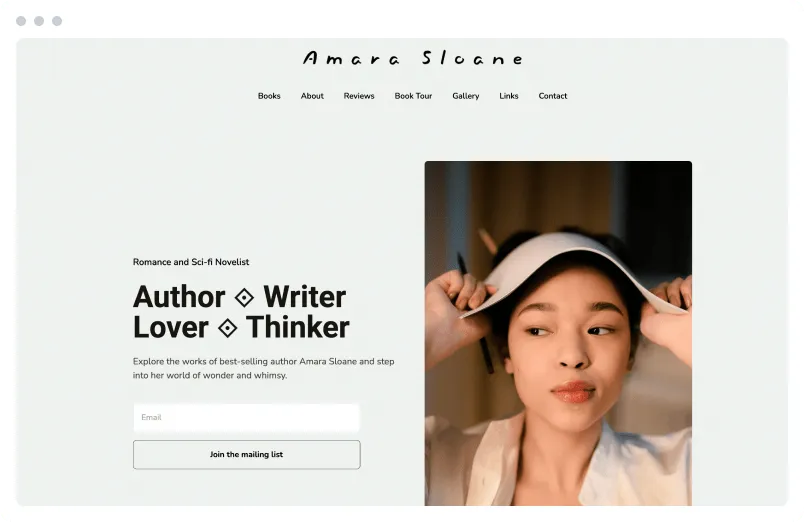 Template of a Author website built with Siimple.