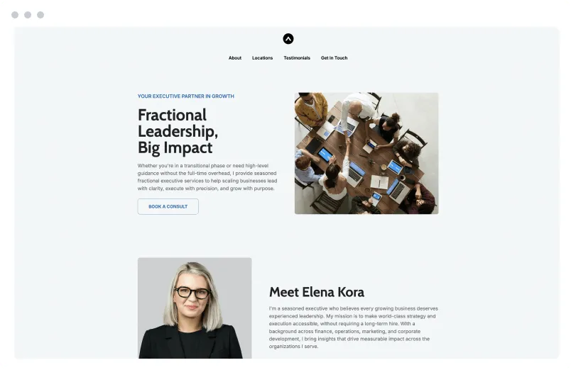 Template of a Fractional Executive website built with Siimple.