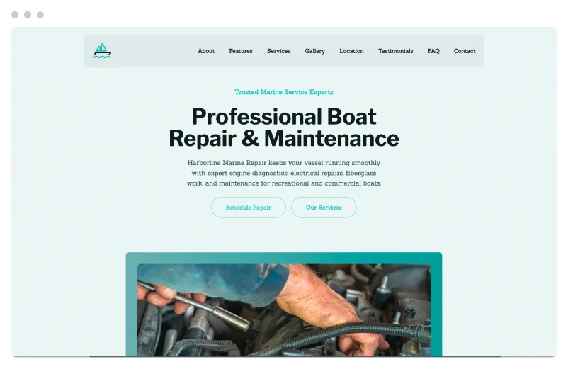 Template of a Marine Services website built with Siimple.