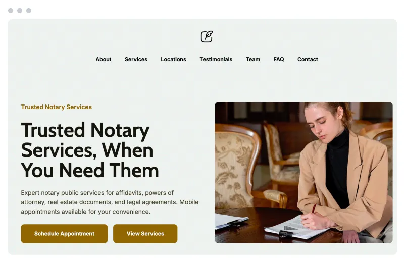 Template of a Notary website built with Siimple.
